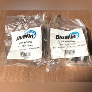 10381 Set of 2 BLUEFIN PXASQ050 1/2" PEX CRIMP 1/4 TURN ANGLE STOP Control Valve